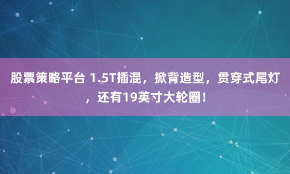股票策略平台 1.5T插混，掀背造型，贯穿式尾灯，还有19英寸大轮圈！